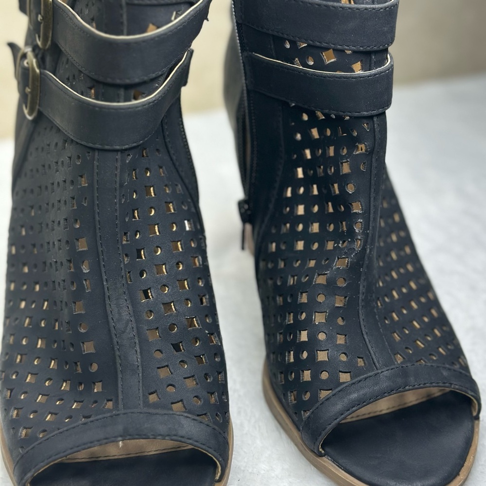 Black Ankle Boots with Buckle Detail